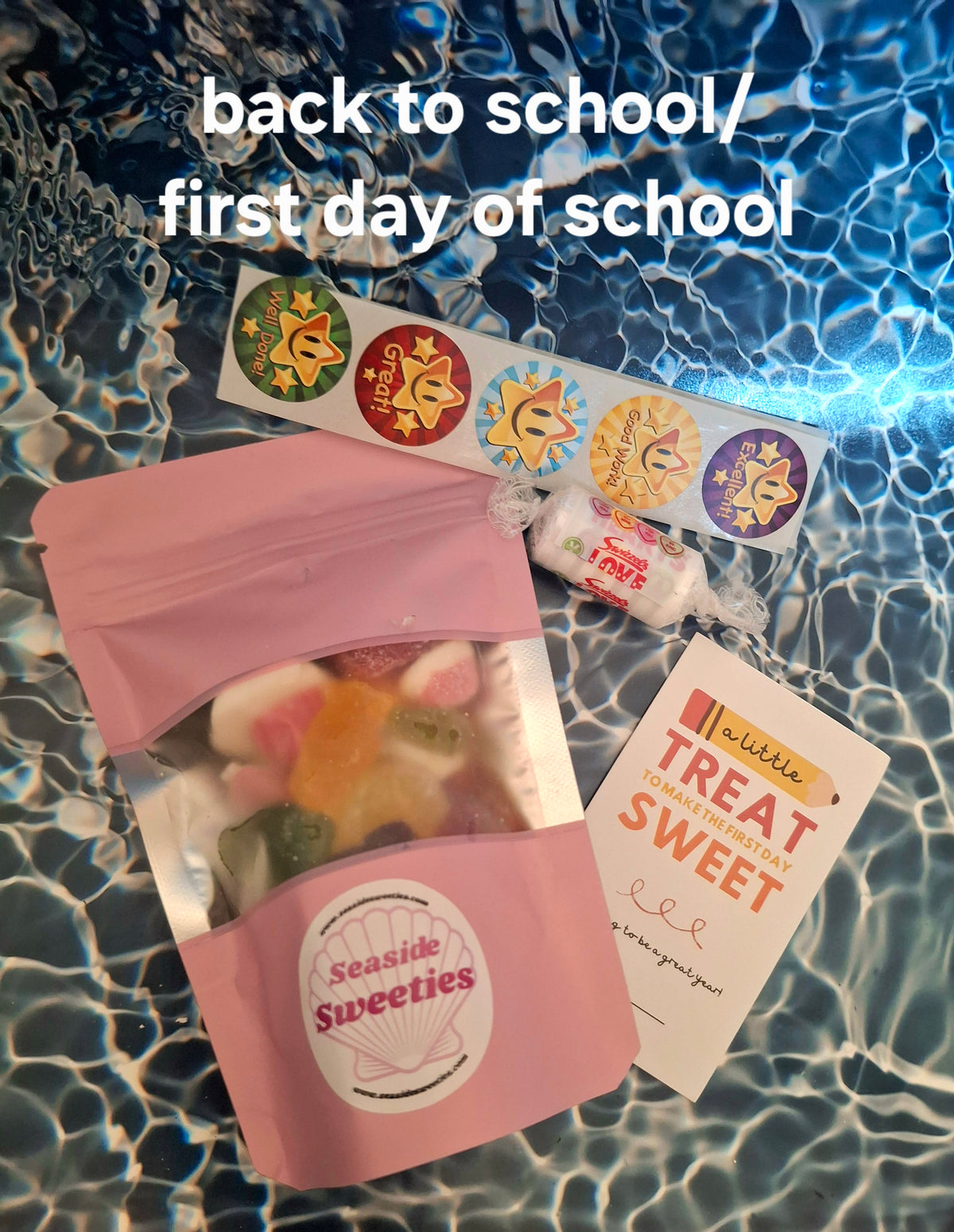 First day of school pick n mix, stickers and mini card,