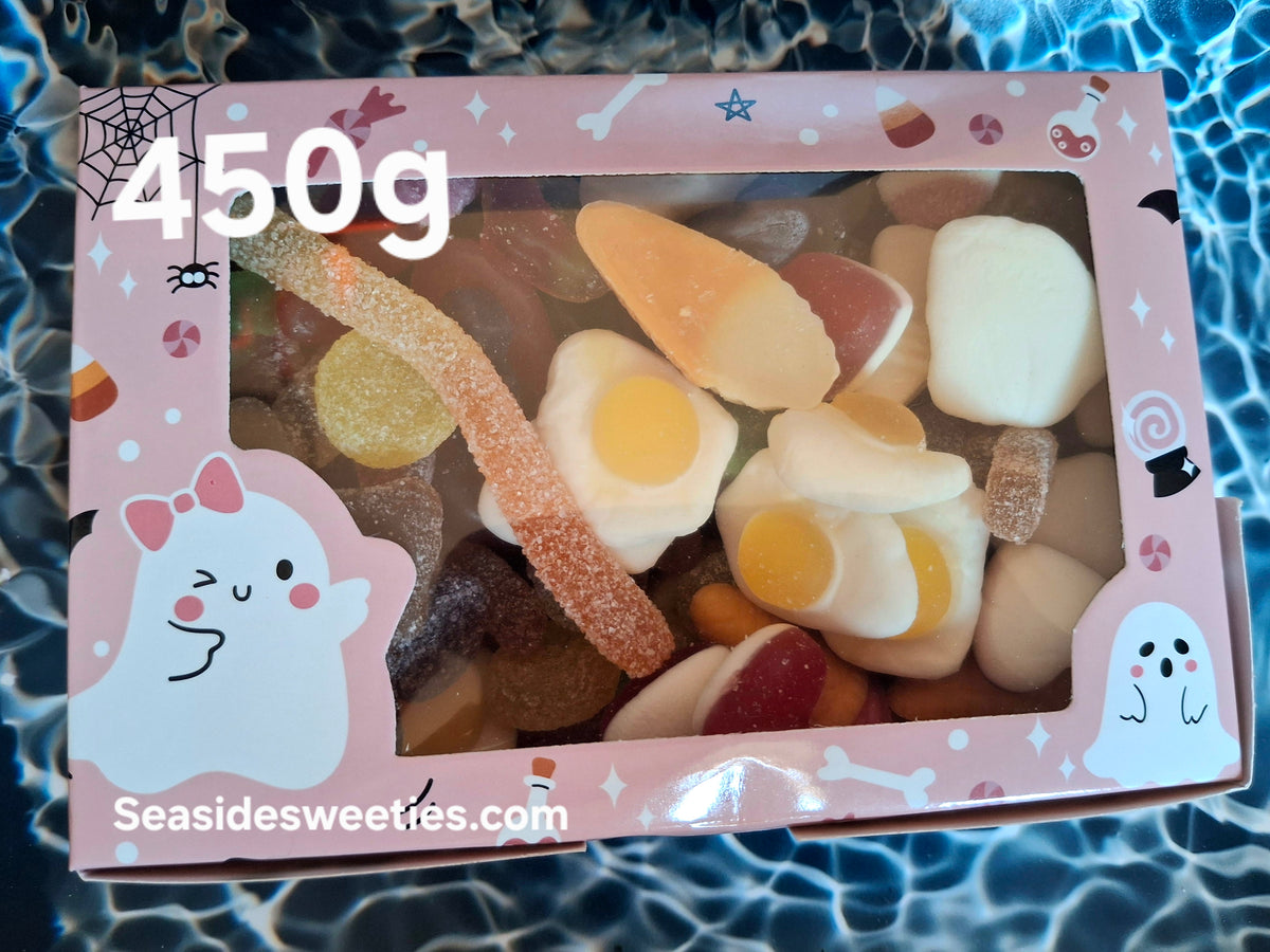 Halloween individual munchy box,450g traditional pick n mix solo selection