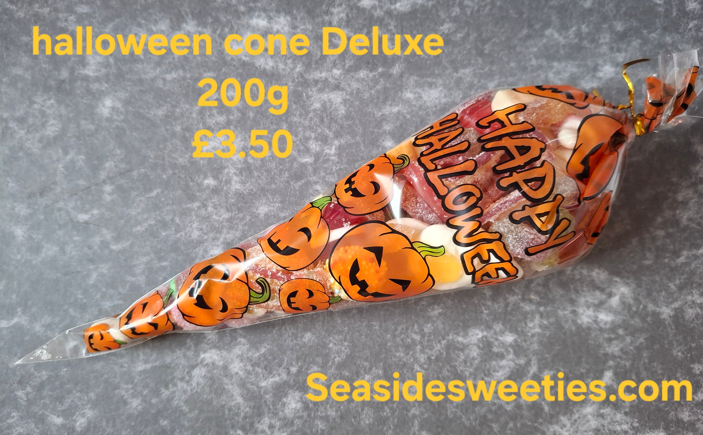 Halloween sweetie cones, pumpkin, witch, skeleton, different sizes