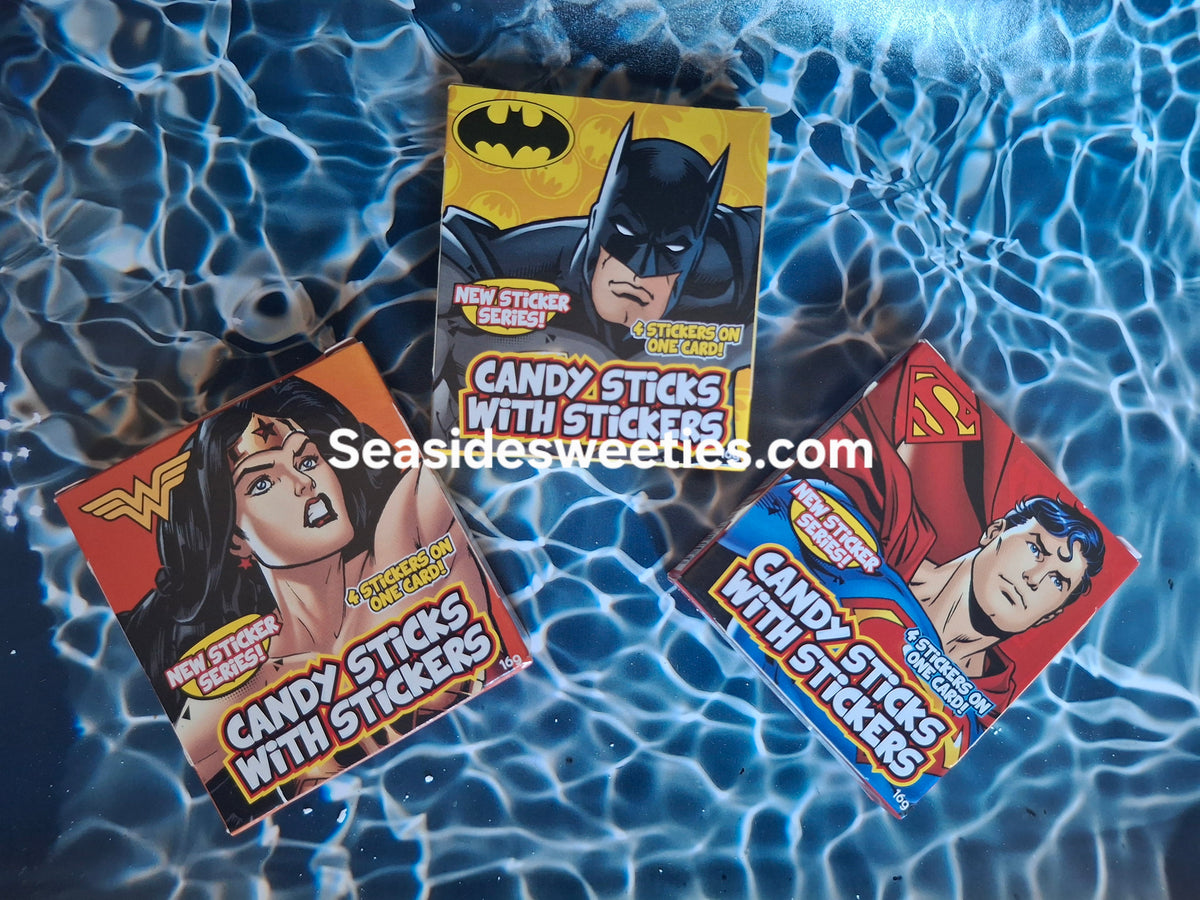 Traditional candy sticks, superhero